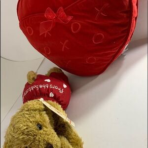 Valentines Heart Gift Pillow And Bear Holding Heart From The Bottom Of My ❤️